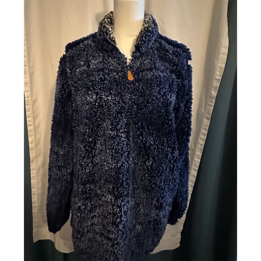 Simply Southern Women's 2XL Blue Fuzzy Sherpa 1/4 Zip Pullover Jacket